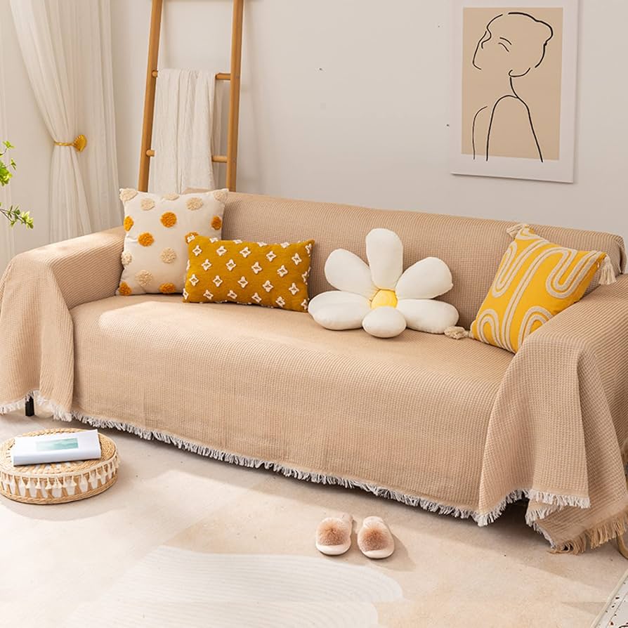 Amazon｜マルチカバー ベージュ色 180*300 北欧風 ソファー